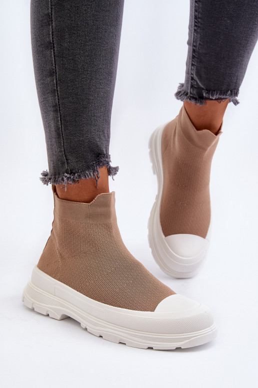 Bottines Ilanae femme marron à semelle intérieure type chaussette Bottines Ilanae femme marron à semelle intérieure type chaussette