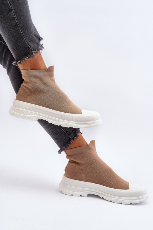 Bottines Ilanae femme marron à semelle intérieure type chaussette Bottines Ilanae femme marron à semelle intérieure type chaussette