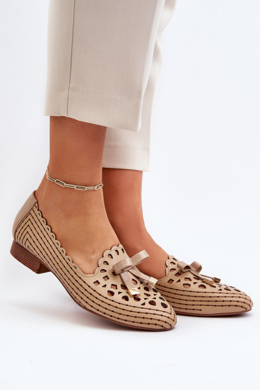 Ballerines ajourées avec rubans beige Instable