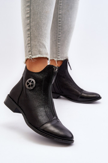 Bottines à talons larges avec fermetures éclair en noir Loratie 2