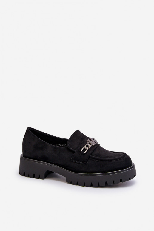 Mocassins en daim avec ornements de couleur noire Loraleima