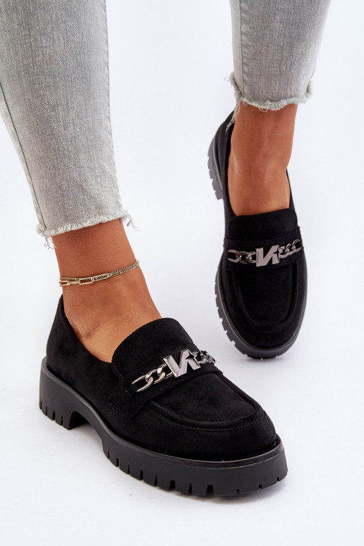 Mocassins en daim avec ornements de couleur noire Loraleima