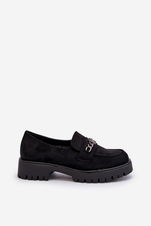 Mocassins en daim avec ornements de couleur noire Loraleima