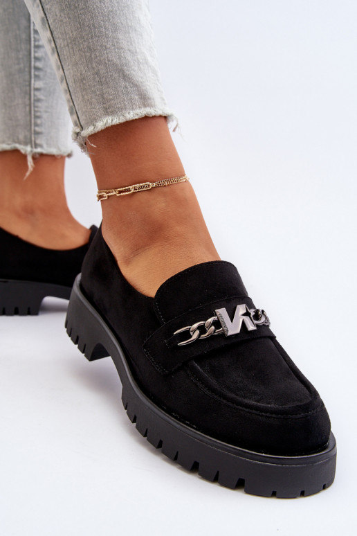 Mocassins en daim avec ornements de couleur noire Loraleima