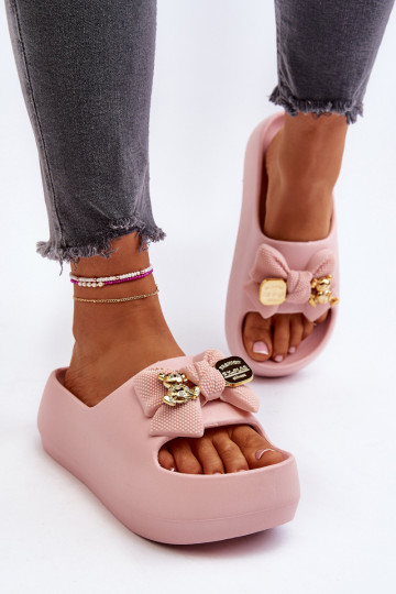 Chaussons légers Chaussons femme avec rubans rose Salessa 2