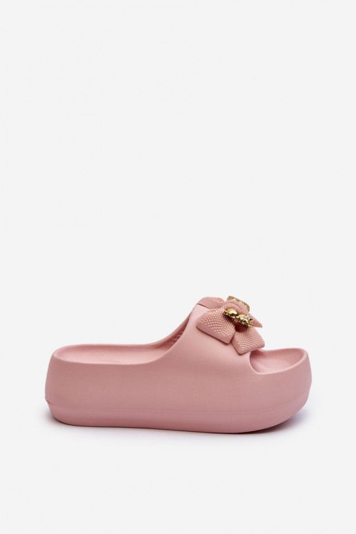 Chaussons légers Chaussons femme avec rubans rose Salessa