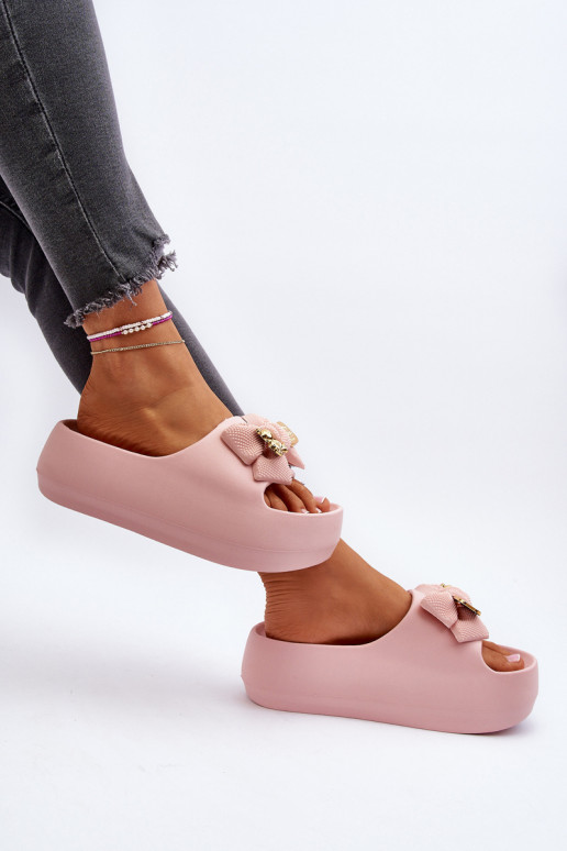 Chaussons légers Chaussons femme avec rubans rose Salessa