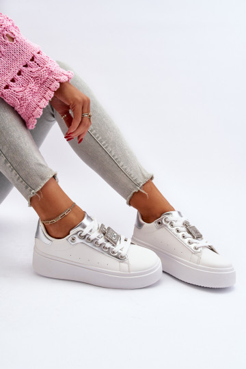 Chaussures modèle baskets avec ornements de couleur blanche Celedria 2