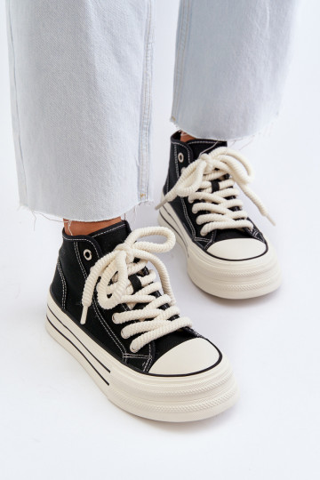 Chaussures décontractées avec plateforme de couleur noire Aineri