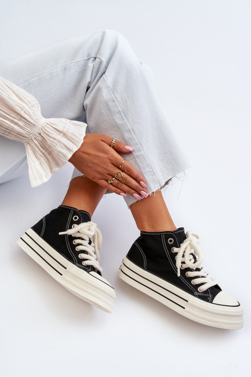 Chaussures décontractées avec plateforme de couleur noire Aineri Chaussures décontractées avec plateforme de couleur noire Aineri