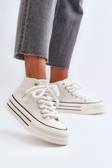 Chaussures décontractées avec plateforme de couleur blanche Aineri
