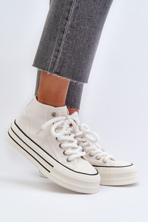 Chaussures décontractées avec plateforme de couleur blanche Aineri Chaussures décontractées avec plateforme de couleur blanche Aineri