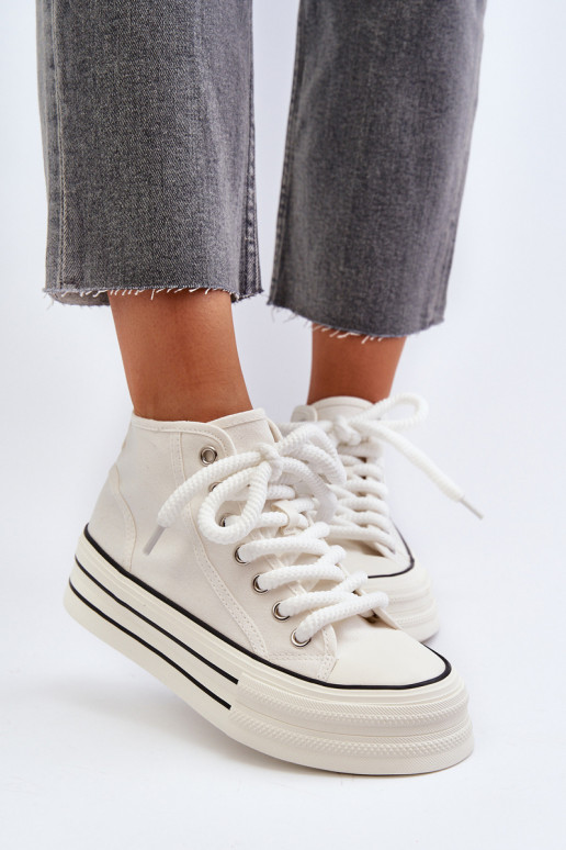 Chaussures décontractées avec plateforme de couleur blanche Aineri Chaussures décontractées avec plateforme de couleur blanche Aineri