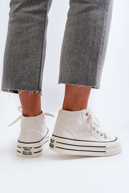 Chaussures décontractées avec plateforme de couleur blanche Aineri Chaussures décontractées avec plateforme de couleur blanche Aineri