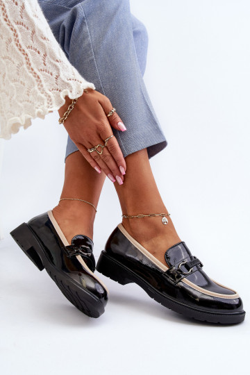 Chaussures vernies pour femmes Mocassins S.Barski HY336A couleur noir 2