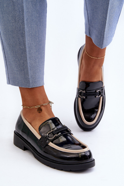 Chaussures vernies pour femmes Mocassins S.Barski HY336A couleur noir