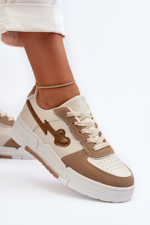 Baskets modèle chaussures à plateforme beige Zeparine