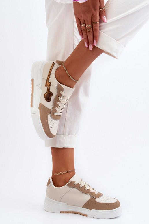 Baskets modèle chaussures à plateforme beige Zeparine