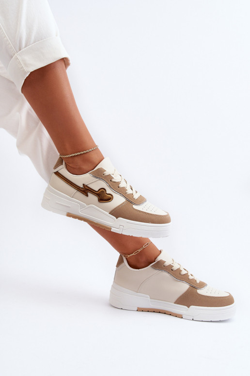 Baskets modèle chaussures à plateforme beige Zeparine