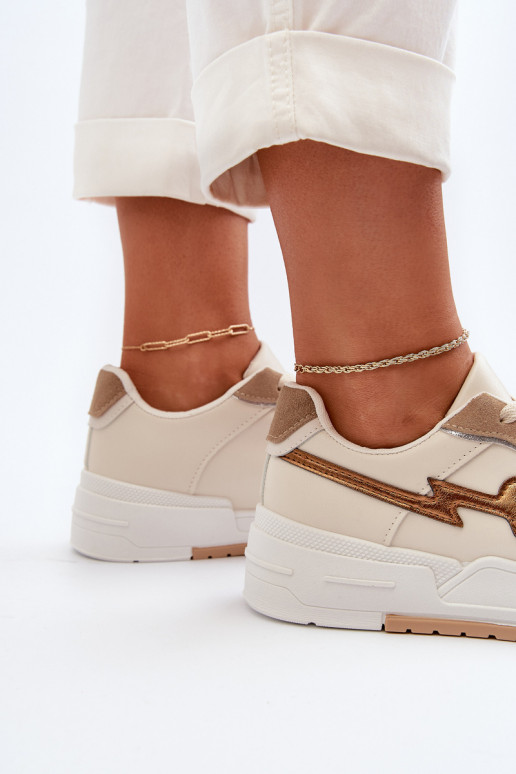 Baskets modèle chaussures à plateforme beige Zeparine
