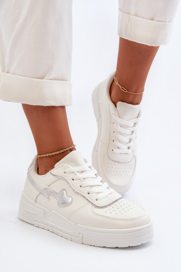 Chaussures modèle baskets à plateforme de couleur blanche Zeparine