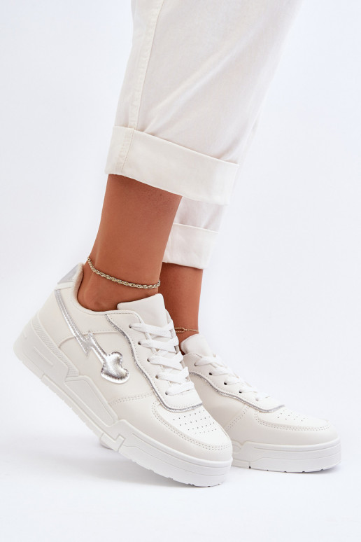 Chaussures modèle baskets à plateforme de couleur blanche Zeparine