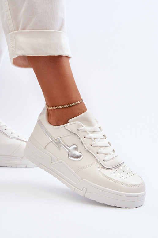 Chaussures modèle baskets à plateforme de couleur blanche Zeparine