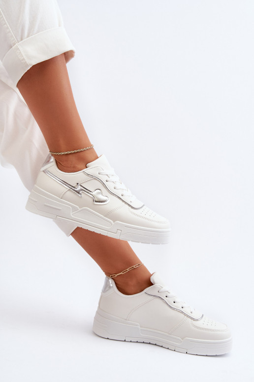 Chaussures modèle baskets à plateforme de couleur blanche Zeparine
