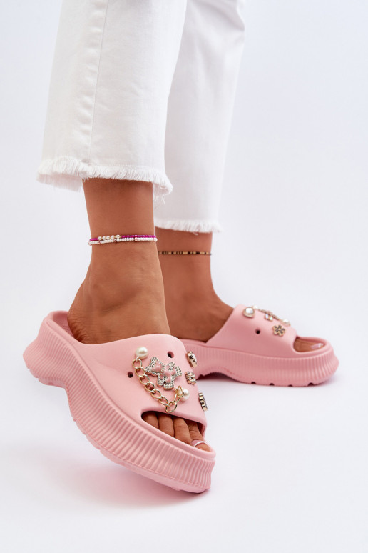 Chaussons légers avec de beaux détails en rose Afariana