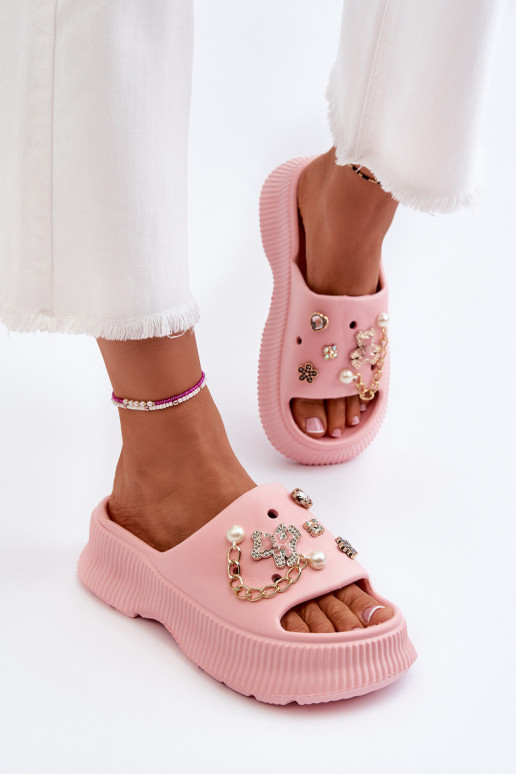 Chaussons légers avec de beaux détails en rose Afariana