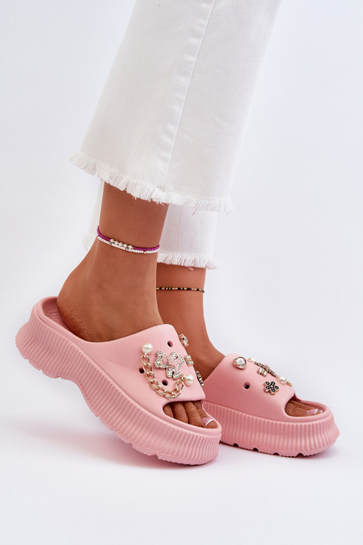 Chaussons légers avec de beaux détails en rose Afariana