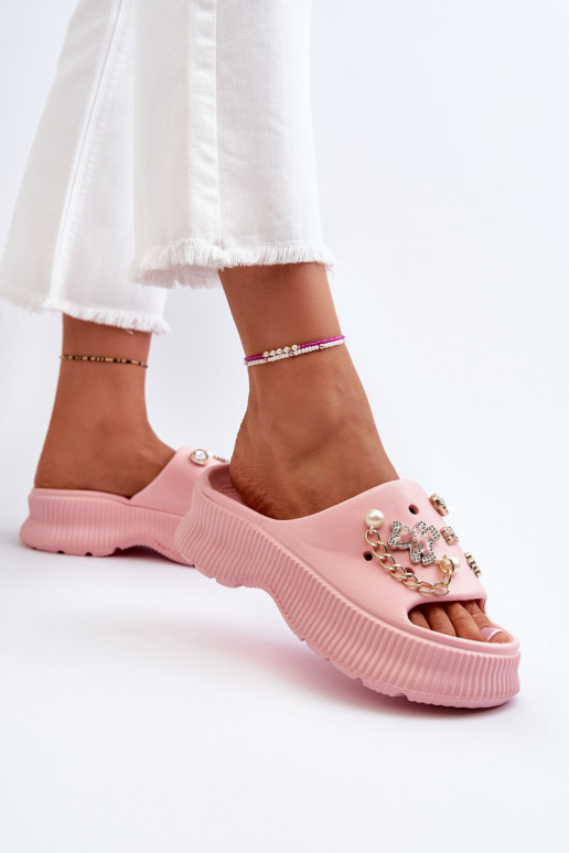 Chaussons légers avec de beaux détails en rose Afariana