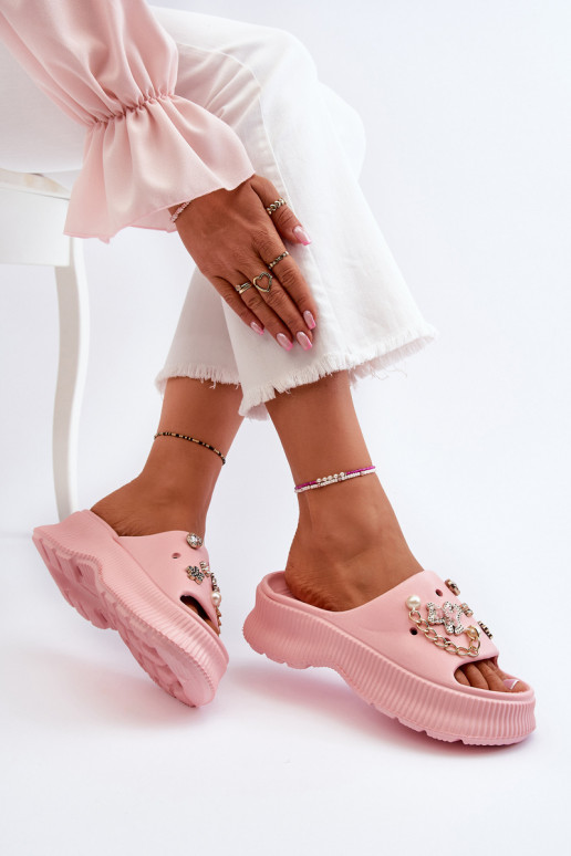 Chaussons légers avec de beaux détails en rose Afariana