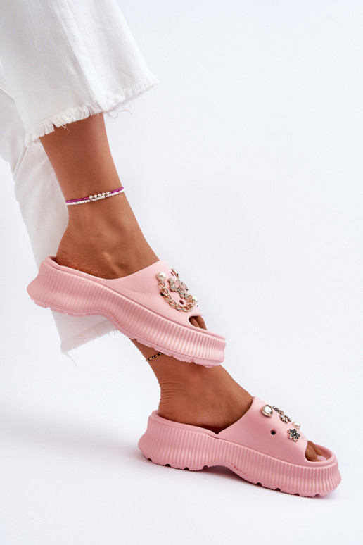 Chaussons légers avec de beaux détails en rose Afariana