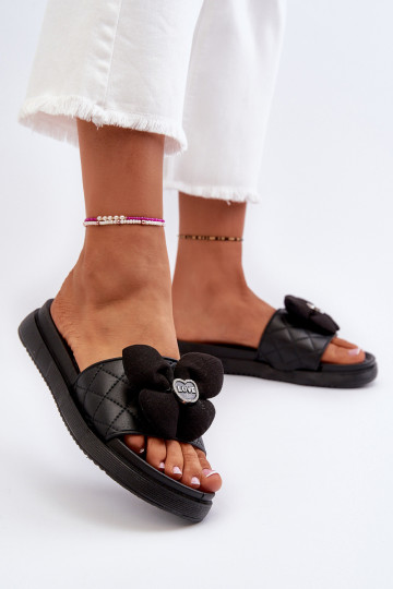 Chaussons pour femmes avec ornementsj Platformie couleur noir Cedrella