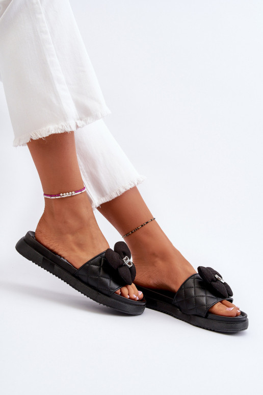 Chaussons pour femmes avec ornementsj Platformie couleur noir Cedrella