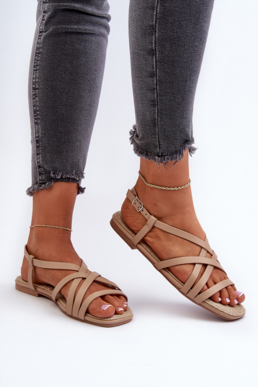 Sandales plates pour femme Big Star NN274012 couleur beige