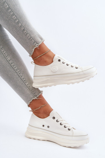 Chaussures pour femmes à semelles massives à la mode Big Star NN274126 couleur blanche 2