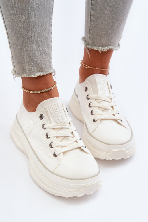 Chaussures pour femmes à semelles massives à la mode Big Star NN274126 couleur blanche