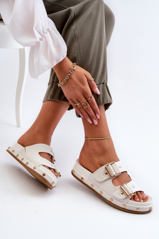 Tongs femme avec plateforme Big Star NN274081 blanc
