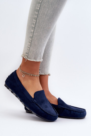 Mocassins élégants en daim de couleur bleu foncé Ranica