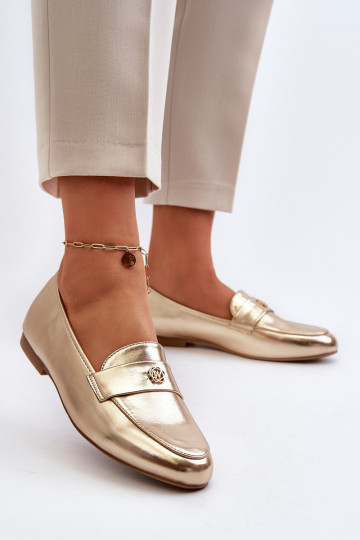mocassins femme à talons larges doré Sylvaine
