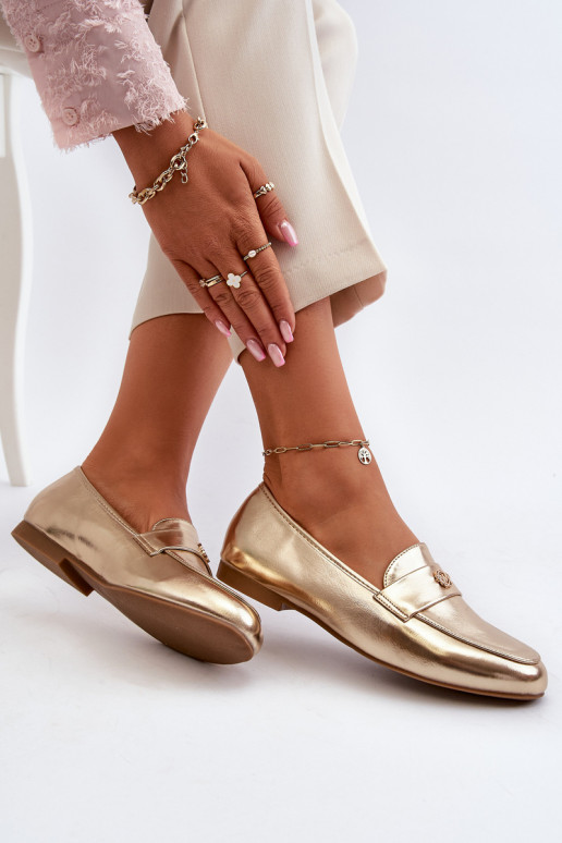 mocassins femme à talons larges doré Sylvaine