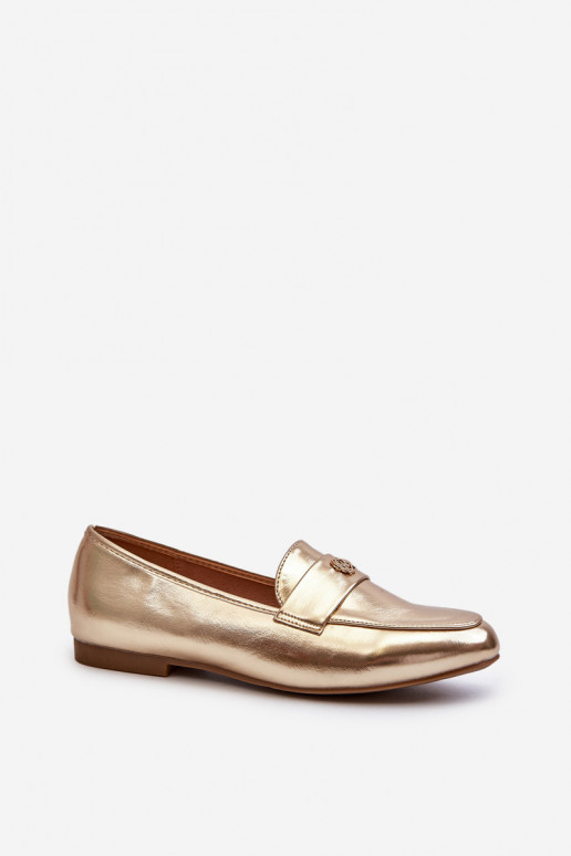 mocassins femme à talons larges doré Sylvaine