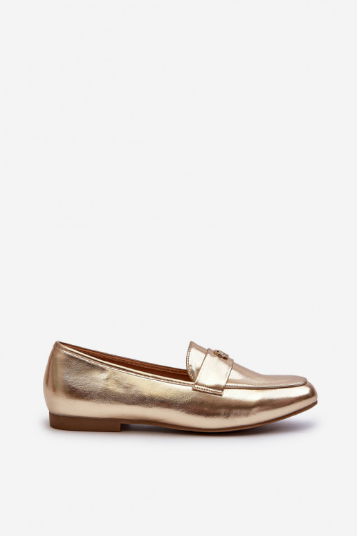 mocassins femme à talons larges doré Sylvaine
