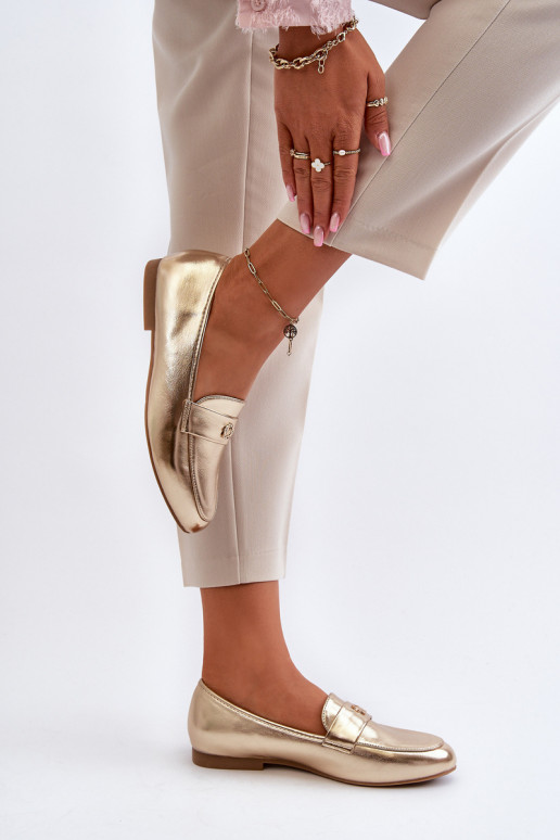 mocassins femme à talons larges doré Sylvaine