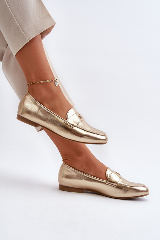 mocassins femme à talons larges doré Sylvaine