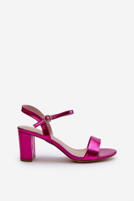 Sandales à talons design métallisées de couleur rose Glindra