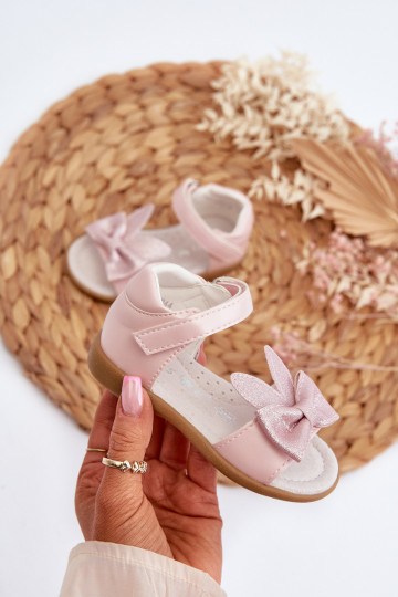 Sandales enfant avec rubans à attaches adhésives rose Wistala 2
