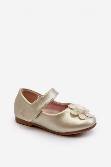 ballerines Enfant avec attaches adhésives avec ornements couleur or Serinde